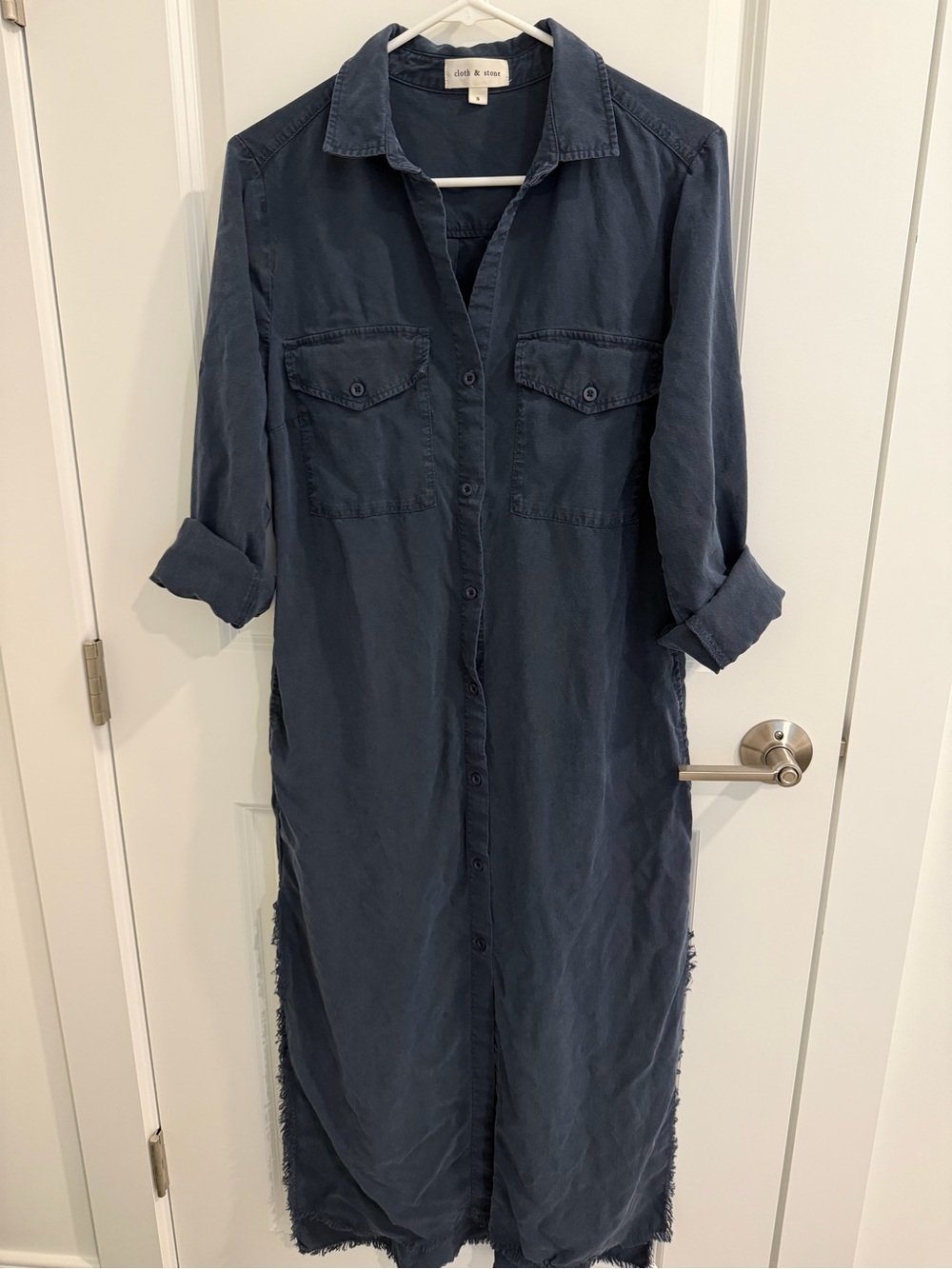 cloth & stone Navy Button-Front Shirt Dress